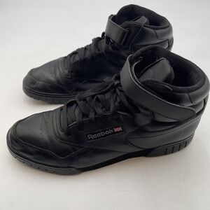 Vintage Mens Reebok CLASSIC High Top Leather Sneakers Size 11 Triple Black